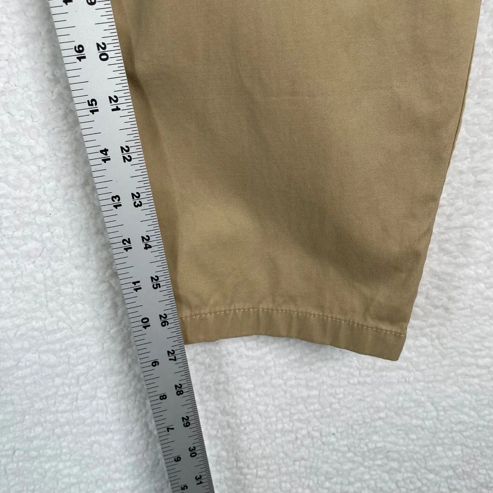 Talbots Womens 14P Relaxed Chino Pants Tan Khaki Stretch Mid Rise Straight